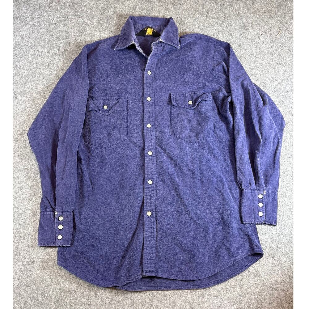 Vintage 70s Kmart Western Chamois Shirt Mens Purple Pearl Snap Long Sleeve Small